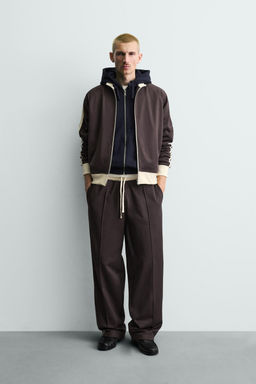 SUDADERA BANDAS CREMALLERA / Granate oscuro