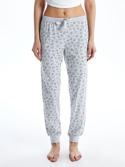 Beli Lastikli Bask?l? Kad?n Jogger Pijama Alt?