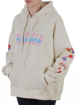 10911 LT. BEIGE Толстовка женская оверсайз (65% хлопок, 35% полиэстер)