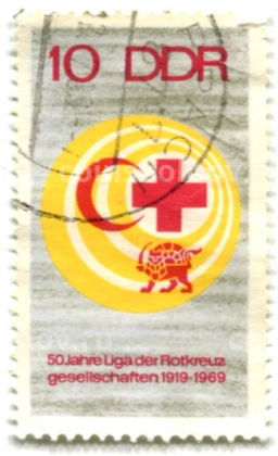 Марка 50 лет Международному движению Красного креста 1969 год Германия