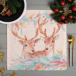 Набор новогодних салфеток Этель Pink magic, 40х40см - 4 шт, хлопок, саржа  фото 4