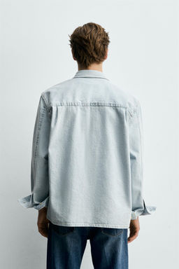 CAMISA DENIM LAVADA RELAXED FIT / Azul claro - Zara фото 3