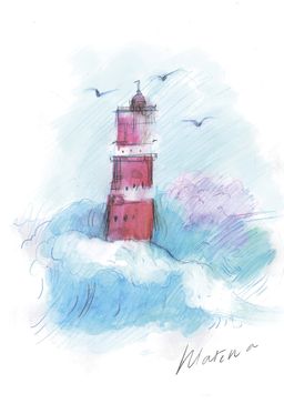ФРЕЯ RPSA-0005 Акварельные зарисовки. Маяк и трамвай Скетч для раскраш. акварельными карандашами 29.7 х 21 см 2 л. .