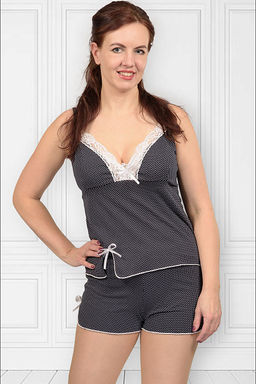Пижама с шортами на бретелях (90-10)