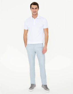 A__k Mavi Slim Fit Beli Lastikli Kanvas Pantolon