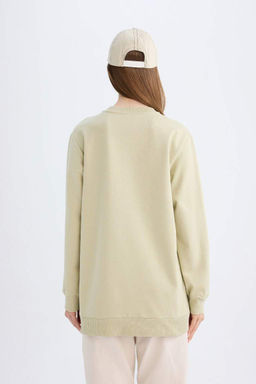 Женская толстовка с круглым вырезом стандартного кроя, яркий свитшот с принтом, тканевая толстовка, туника - Defacto фото 6