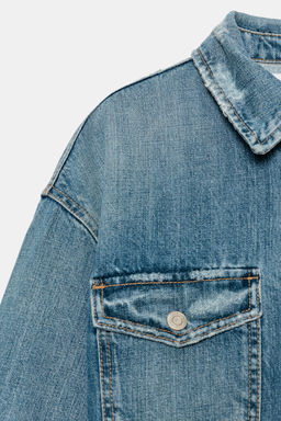 TRF CROP DENIM OVERSHIRT - Zara фото 7