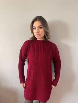 K13192 Платье-туника (вязаный трикотаж) БУРГУНДИ