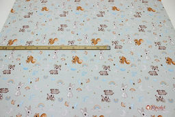 Сатин Лесная детвора цв.серо-фисташковый, СОРТ2, ш.1.61м, хлопок-100%, 120гр/м.кв - Купава фото 4