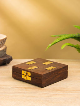 Настольная игра «Домино», 18.5×7.5×4 см, дерево шишам, латунь