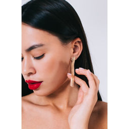 Серьги висячие Голливуд дождь, цвет золото, 11см - Queen fair фото 3