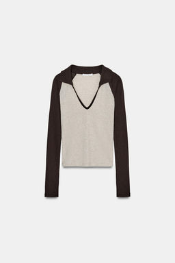 CONTRAST POLO COLLAR T-SHIRT - Zara фото 14