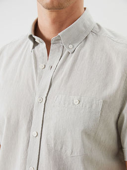 Regular Fit Keten Kar???ml? Erkek G?mlek