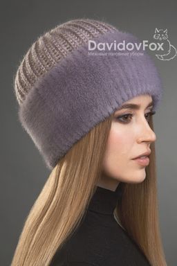 ВИДЕООБЗОР шапка Адель норка трикотаж чертополох