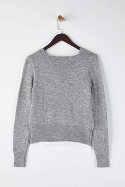 Gri Dantel Garnili Detayl? Triko H?rka TWOAW26HI00211 - Trendyolmilla фото 6