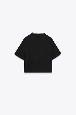 TOP WITH GLITTER NECK - Zara фото 7