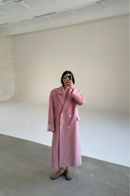 Пальто-макси из вареной шерсти Конфетно-розовый - Erist store фото 4