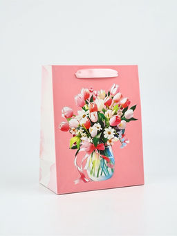 Цена за 2 шт. Пакет подарочный бархатный, упаковка, Цветы, бархат, MS 18?23?10 см