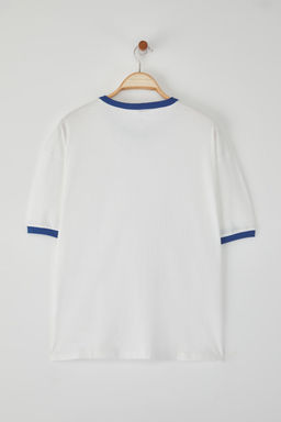 TRENDYOL MAN Unisex Saks Oversize/Genis Kesim Kollar? Seritli %100 Pamuklu T-Shirt TMNSS25TS00099 - Trendyolmilla фото 18