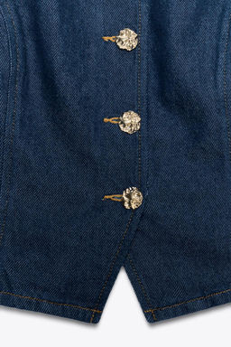 Z1975 DENIM WAISTCOAT WITH GOLD BUTTON - Zara фото 7