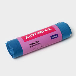 Цена за 2 шт. Мешки для мусора с завязками Доляна Люкс, 50 л, 25 мкм, 50?70 см, ПВД, 10 шт., синие, МИКС