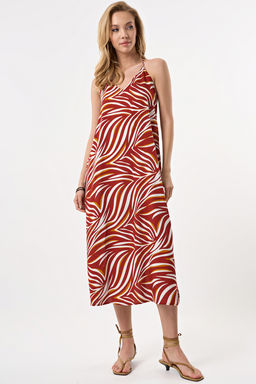 Сарафан на бретелях с открытой спиной из вискозы animal терракотовый