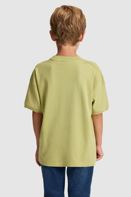 Erkek _ocuk Ye_il Bisiklet Yaka Ti__rt
