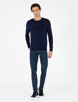 Темно-синий зауженный свитер - Cacharel фото 4