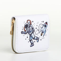 Кошелёк на молнии «Космонавт», маленький, детский, белый
