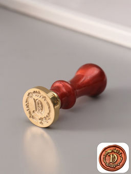 Печать для сургуча с пластиковой ручкой «Венок с буквой D», 2.5×2.5×6.3 см