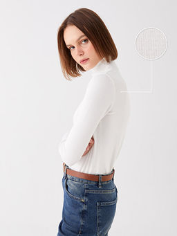 Bal?k?? Yaka D?z Uzun Kollu Kad?n Triko Kazak