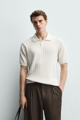 RIBBED KNIT POLO SHIRT - Zara фото 9