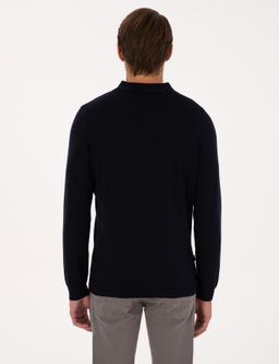 Lacivert Slim Fit Polo Yaka Basic Triko Kazak - Pierre cardin фото 5