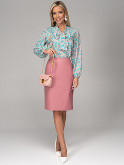 Блузка Бант (листья/бирюза)