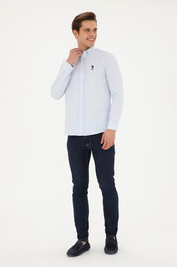 Мужская голубая базовая рубашка с длинным рукавом Неожиданная скидка в корзине - U.s. polo assn фото 4