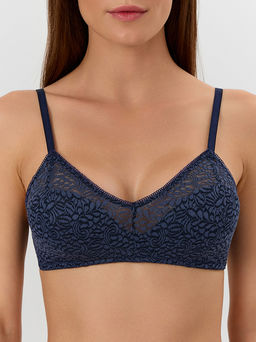 Бюстгальтер женский синий кружевной