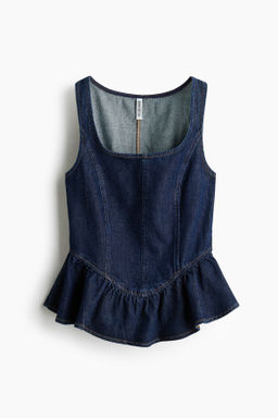 Top denim con peplum