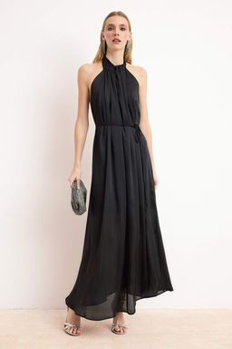 Siyah Duz Boyundan Baglamal? Maxi Elbise TPRSS26EL00078