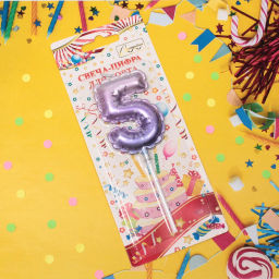 Цена за 4 шт. Свеча для торта Цифра Шарик "5" 6*4 см