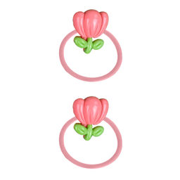 Набор резинок для волос арт. 71845 / 10 ЦВЕТОЧКИ (в наборе: 2шт., б/р, вулканизированная резина, полиэстер, полиэфирная смола, цвет: коралловый, подложка из мелованного картона + ПЭТ-пакет с европодвесом)