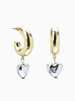 Серьги "Новый стиль", сердечки, цвет золото-серебристый d3см