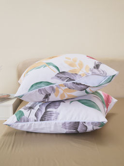 Комплект постельного белья из сатина с одеялом - Листья тропиков 2 сп. с Евро простыней (нав.70х70)