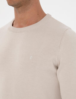 Krem Slim Fit Bisiklet Yaka Basic Triko Kazak - Pierre cardin фото 7