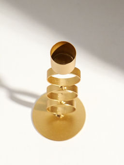 Подсвечник металл на 1 свечу "Три кольца" d=2,5 см золото 7,5х7,5х21 см