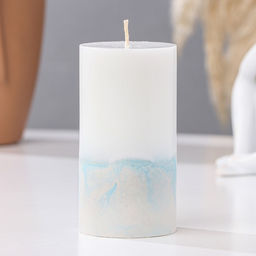 Свеча - цилиндр с бетоном, 5×10 см, бело-синяя