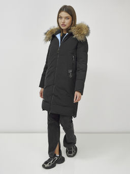 Куртка ПРЕМИУМ КЛАССА зимняя с мехом ЕНОТА, черного цвета - Mtforce фото 3