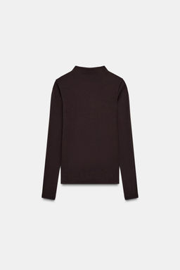 CAMISETA CUELLO ALTO / Chocolate - Zara фото 5