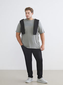 B?y?k Beden Bisiklet Yaka Bask?l? Erkek Ti??rt