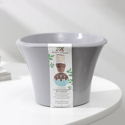 Цена за 2 шт. Кашпо для цветов со вставкой «Лагуна», 600 мл, d=13 см, h=9 см, цвет серый