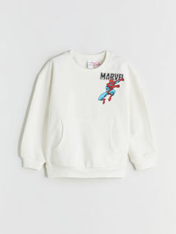 Bisiklet Yaka Spider-Man Bask?l? Erkek ?ocuk Sweatshirt
